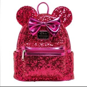 NWT Hot Pink Sequin Disney Minnie Mouse Loungefly